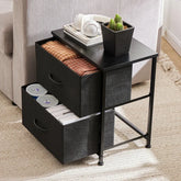 JHK Nightstand Bedside Table – 2 Fabric Drawers, Storage Cabinet - Himpall